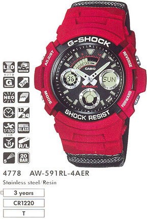 G-SHOCK/AW-591/デジアナ/赤/限定/REDMAN/レッドマン/箱付 Часы Casio G-SHOCK Classic AW-591MS-1AER купить в интернет