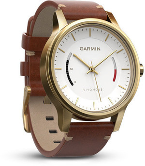 Смарт-годинник Garmin vivomove Premium, Gold-Tone Steel with Leather Band