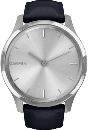 Смарт-годинник Garmin vivomove Luxe Silver Stainless Steel Case with Navy Italian Leather Band (010-02241-20)