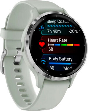 Смарт-часы Garmin Venu 3S Silver Stainless Steel Bezel with Sage Gray Case and Silicone Band (010-02785-01)