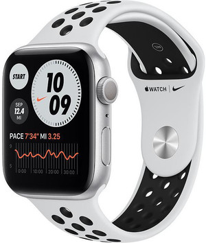 Смарт-годинник Apple Watch Series 6 Nike GPS 44mm Silver Aluminium Case with Pure Platinum Black Nike Sport Band (MG293UL/A)