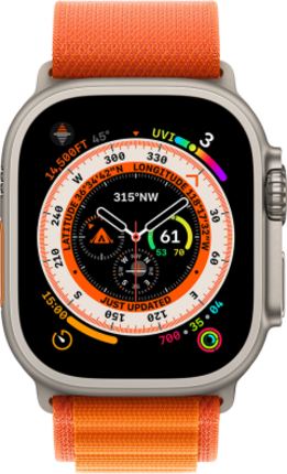 Смарт-годинник Apple Watch Ultra GPS + Cellular 49mm Titanium Case with Orange Alpine Loop S (MNHH3UL/A)