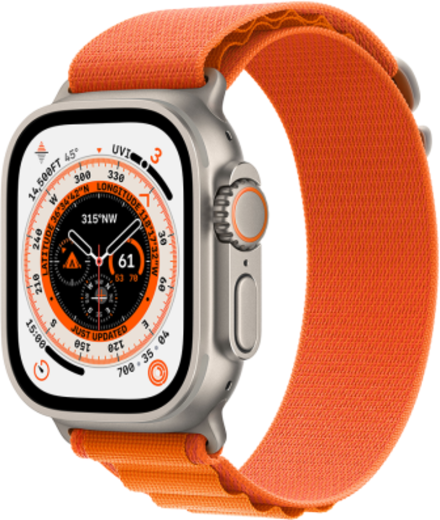 

Смарт-часы Apple Watch Ultra GPS + Cellular 49mm Titanium Case with Orange Alpine Loop S (MNHH3UL/A), MNHH3UL/A